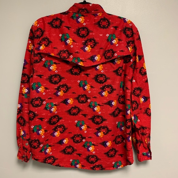 Vintage Western Aztec Red Printed Button Down - Picture 2 of 8